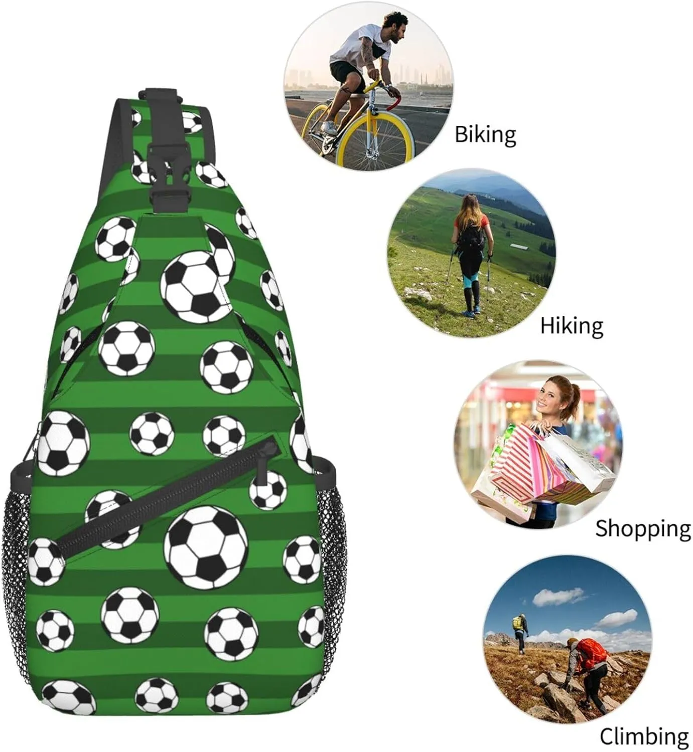 Leopard Game Day Soccer Football Crossbody Bag Adjustable Sling Bag Casual Chest Bags Travel Shoulder Backpack