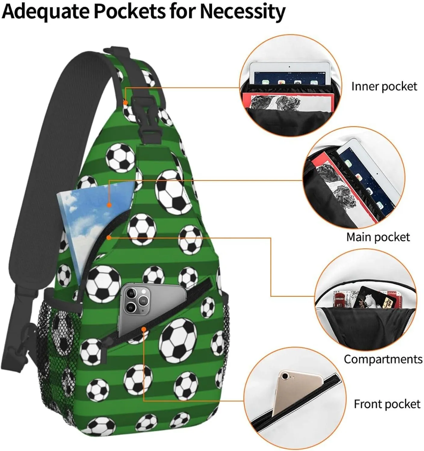 Leopard Game Day Soccer Football Crossbody Bag Adjustable Sling Bag Casual Chest Bags Travel Shoulder Backpack
