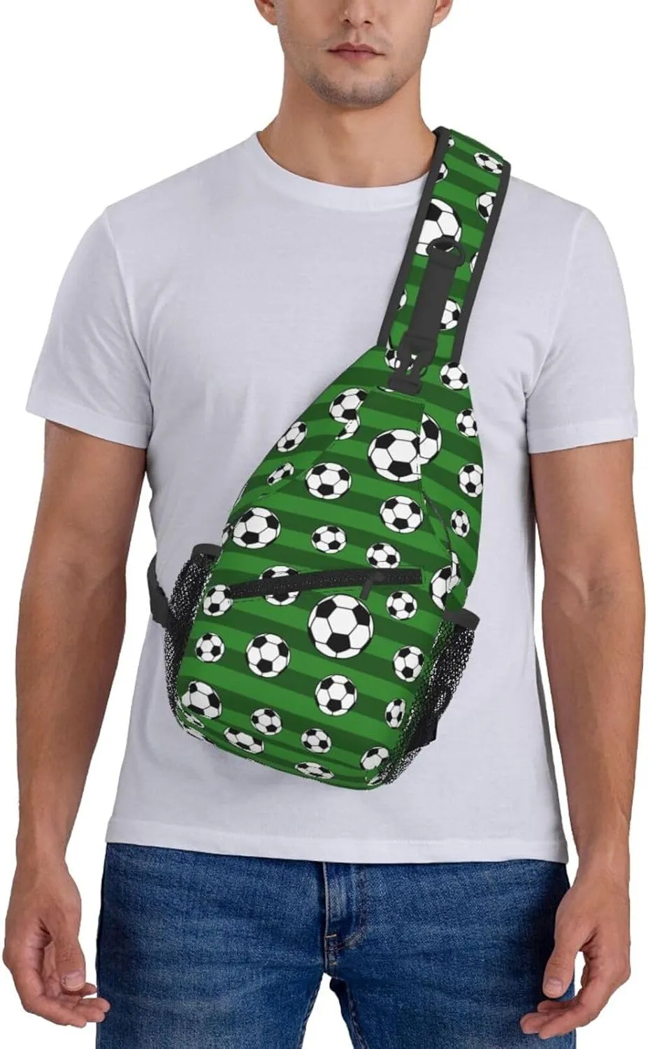 Leopard Game Day Soccer Football Crossbody Bag Adjustable Sling Bag Casual Chest Bags Travel Shoulder Backpack