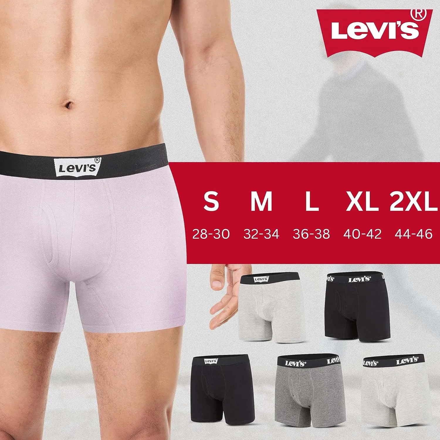 Levi's Mens Boxer Briefs Breathable Cotton Underwear for Men Pack of 6