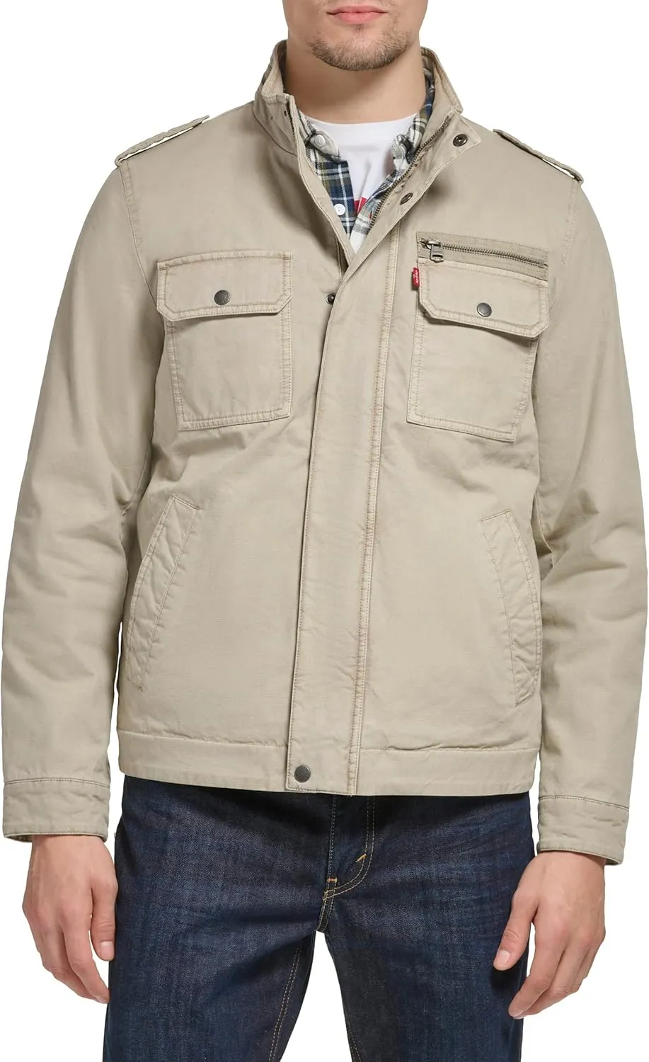 Levi's Mens Washed Cotton Military Jacket (Regular & Big & Tall Sizes)