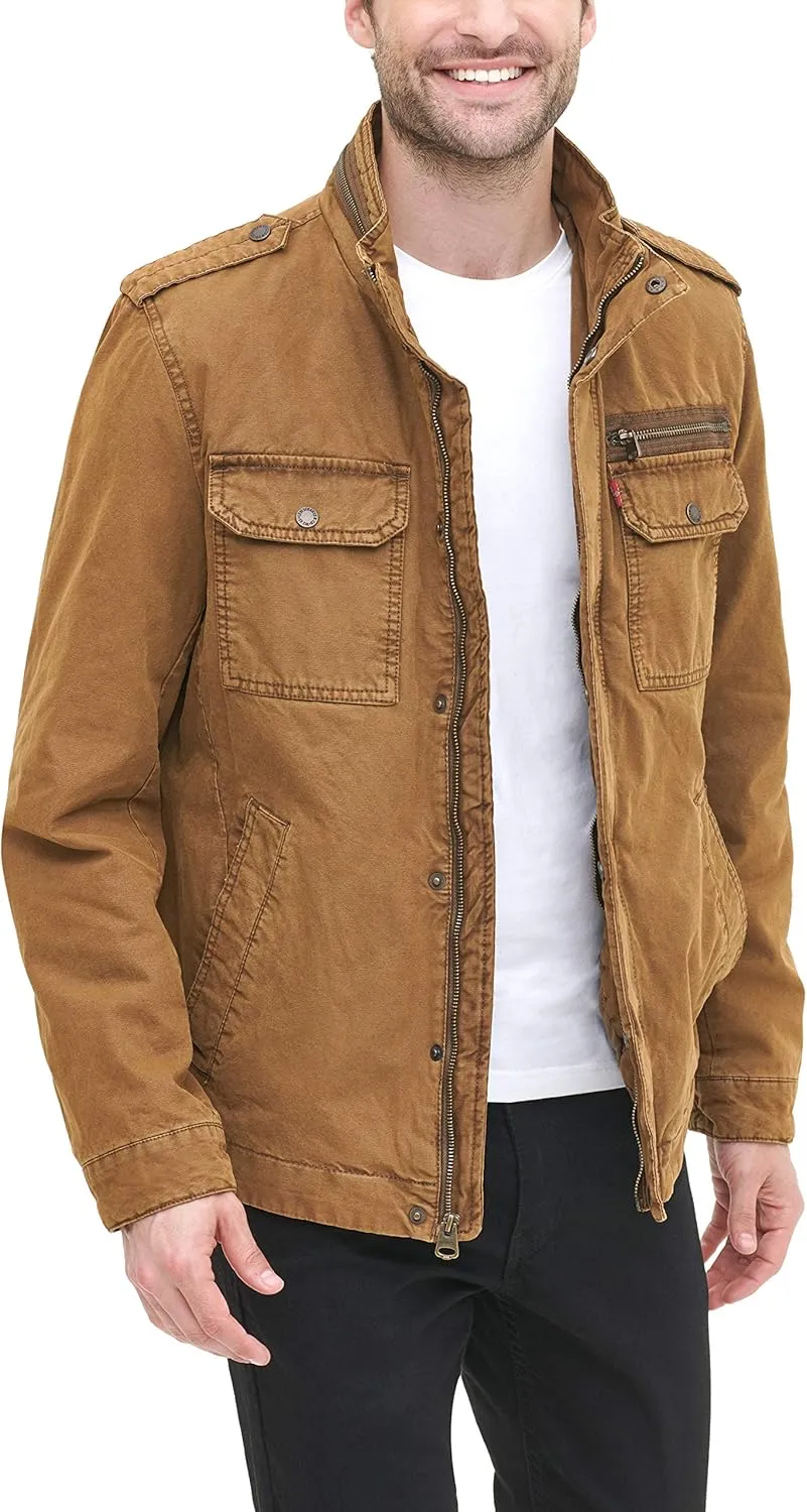 Levi's Mens Washed Cotton Military Jacket (Regular & Big & Tall Sizes)