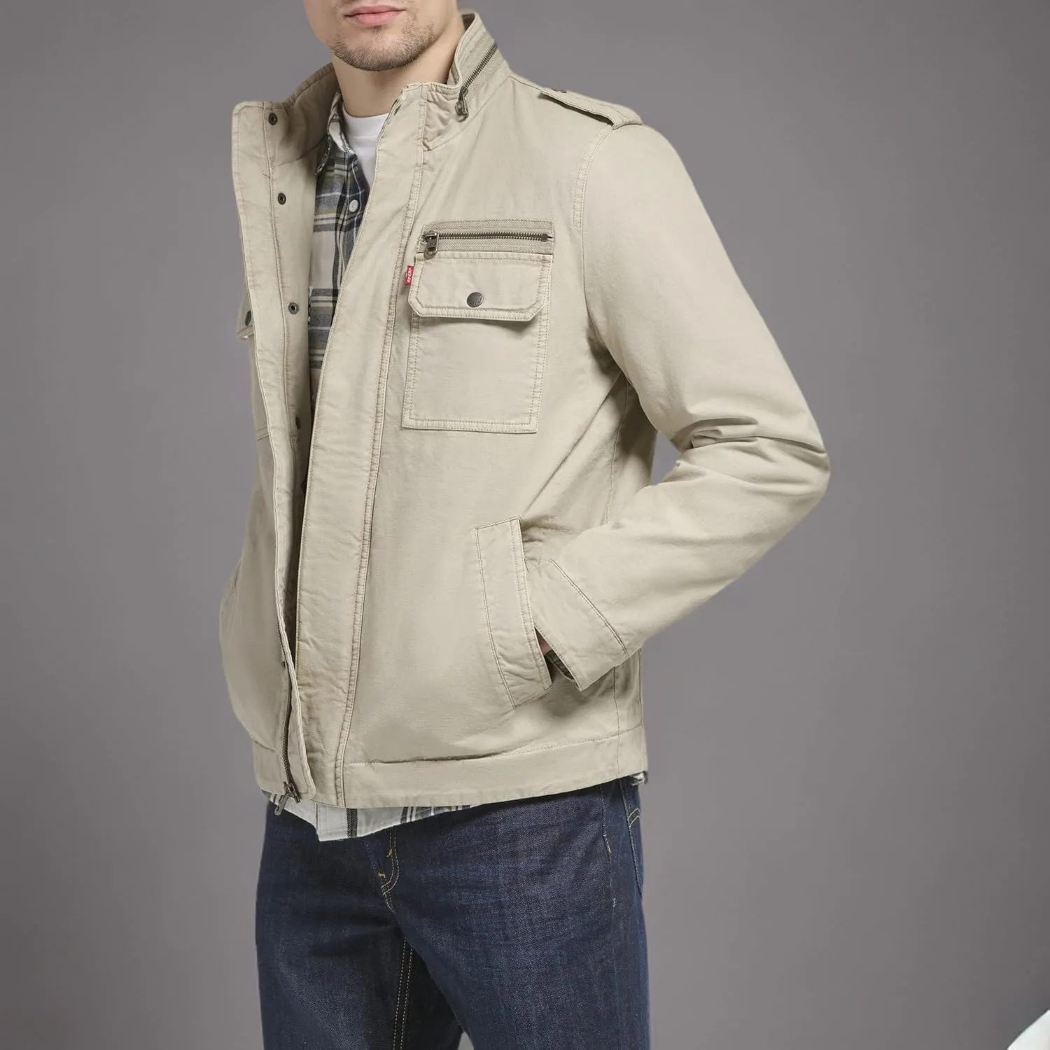 Levi's Mens Washed Cotton Military Jacket (Regular & Big & Tall Sizes)
