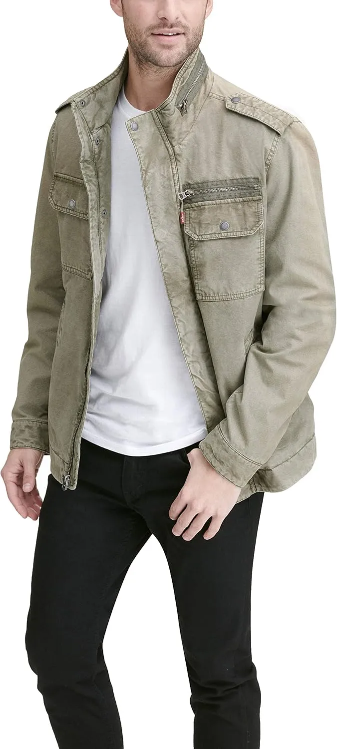Levi's Mens Washed Cotton Military Jacket (Regular & Big & Tall Sizes)