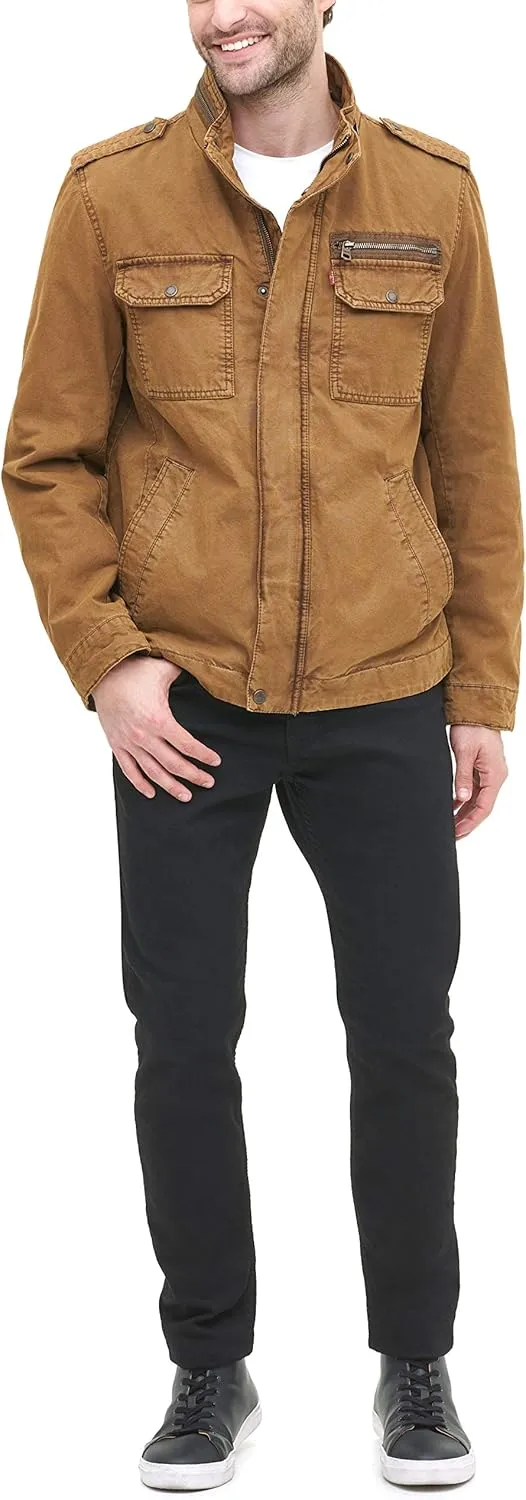 Levi's Mens Washed Cotton Military Jacket (Regular & Big & Tall Sizes)