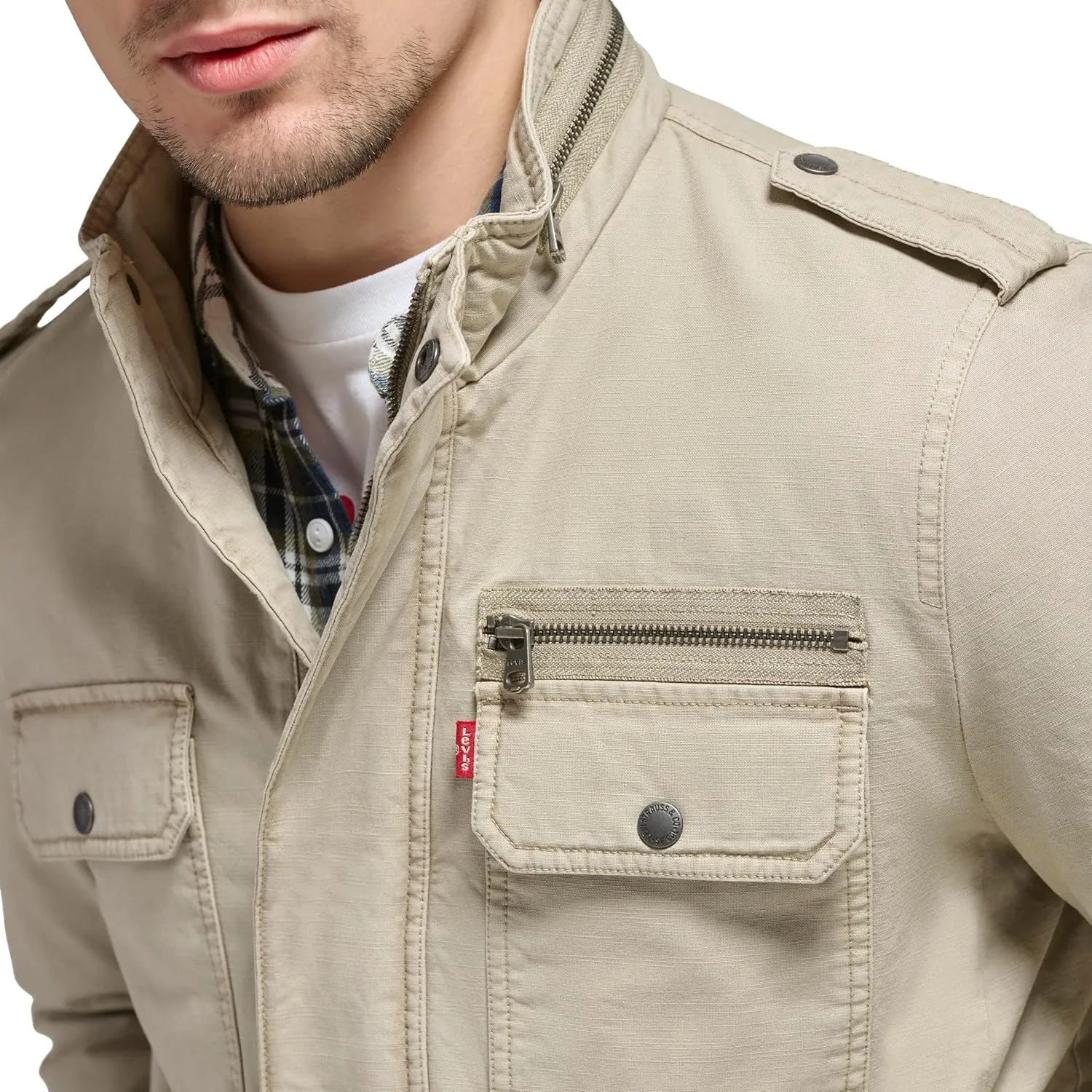 Levi's Mens Washed Cotton Military Jacket (Regular & Big & Tall Sizes)