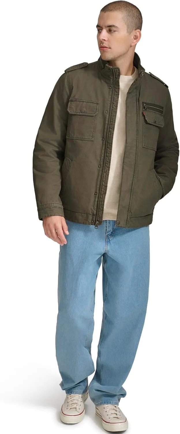 Levi's Mens Washed Cotton Military Jacket (Regular & Big & Tall Sizes)