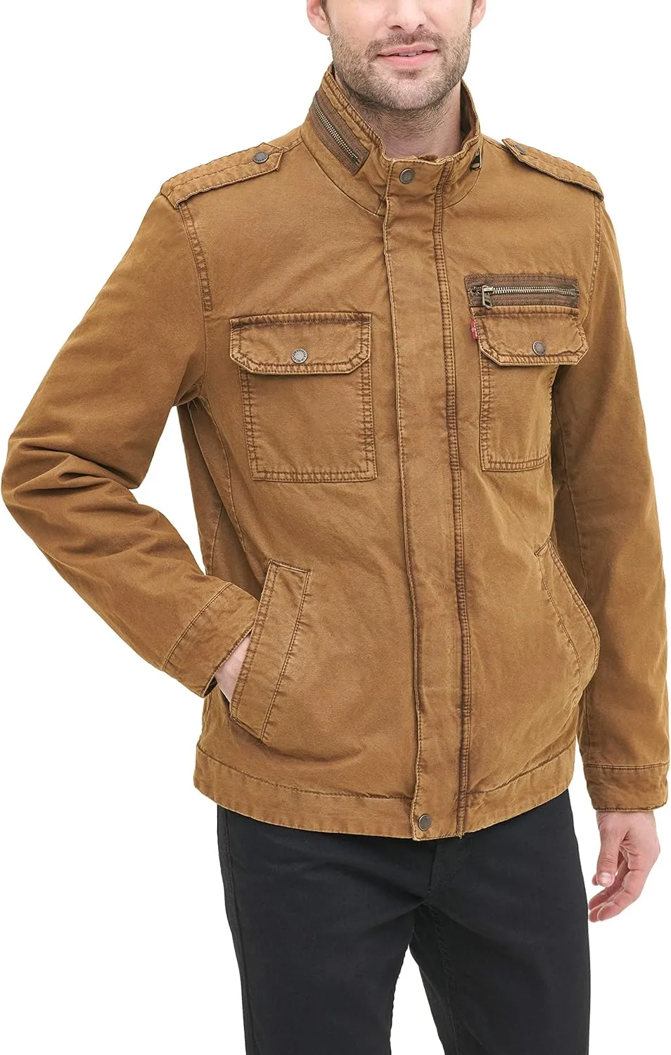 Levi's Mens Washed Cotton Military Jacket (Regular & Big & Tall Sizes)