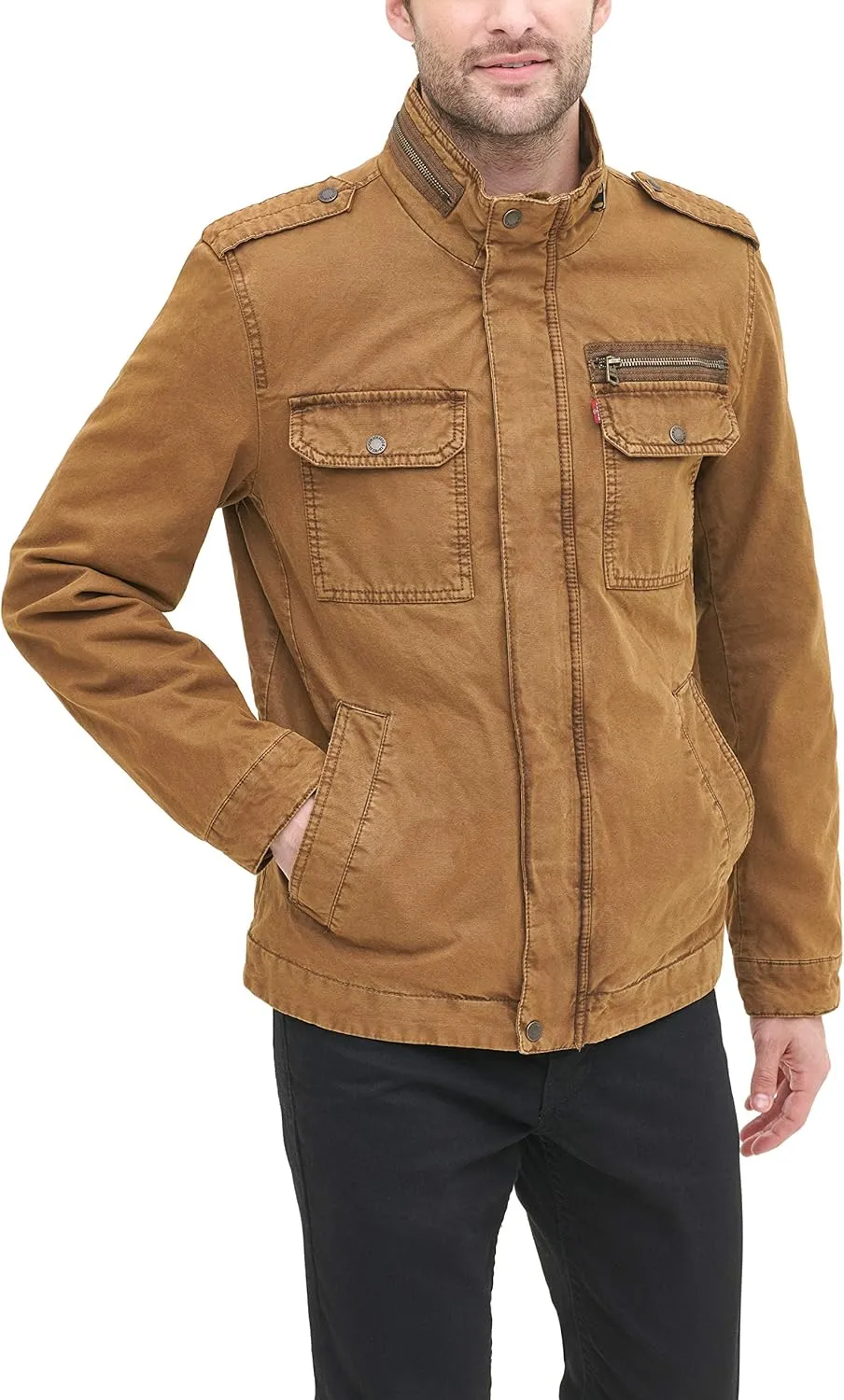 Levi's Mens Washed Cotton Military Jacket (Regular & Big & Tall Sizes)