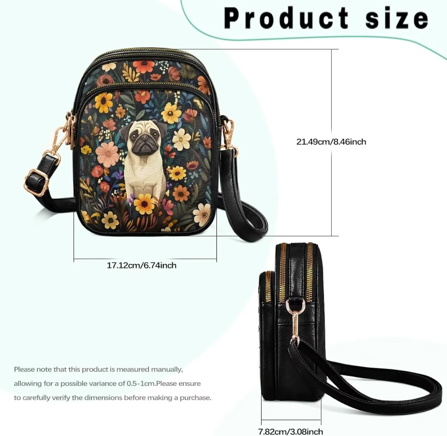 Lightweight Crossbody Bag with Adjustable Strapfor Women Ladies with Three Compartment