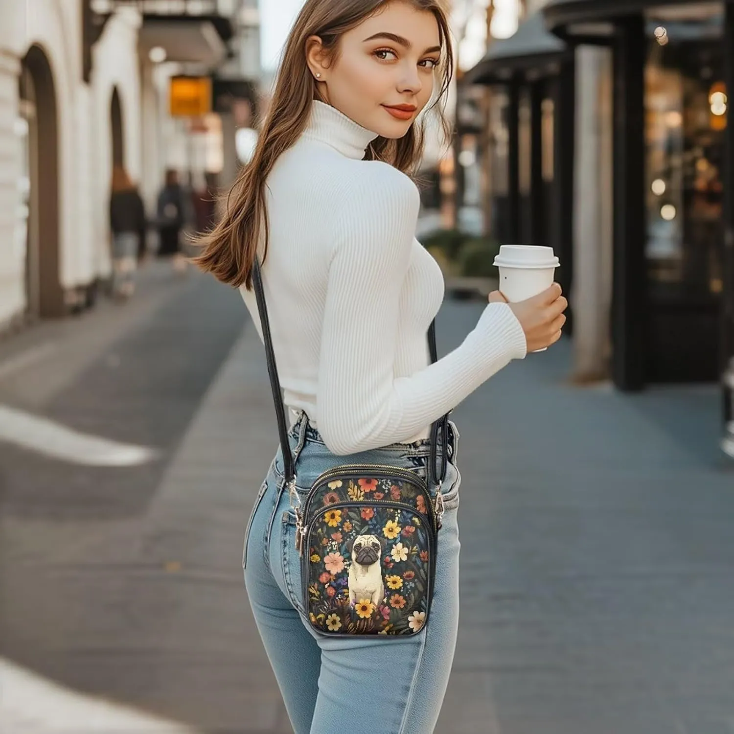 Lightweight Crossbody Bag with Adjustable Strapfor Women Ladies with Three Compartment