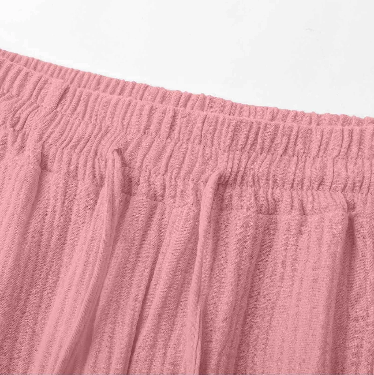 Linen Capri Pants for Women Elastic Waist Straight Leg Lightweight Beach Vacation Capris Summer Casual Lounge Pants