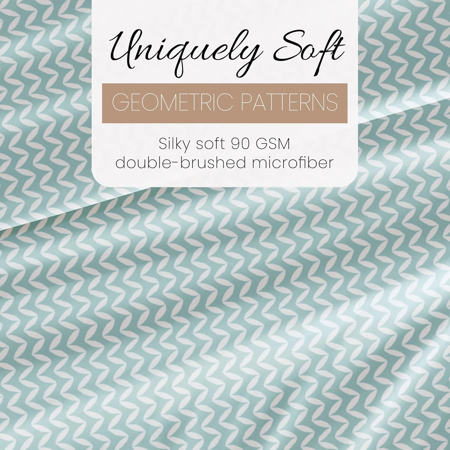 Linen Market Double-Brushed Patterned Microfiber Queen Sheet Set 4 Piece – Oeko-TEX Certified Ultra Soft & Wrinkle-Free - 16" Deep Pocket Sheets - Easy Care Queen Size - Puffed Chevron Light Blue