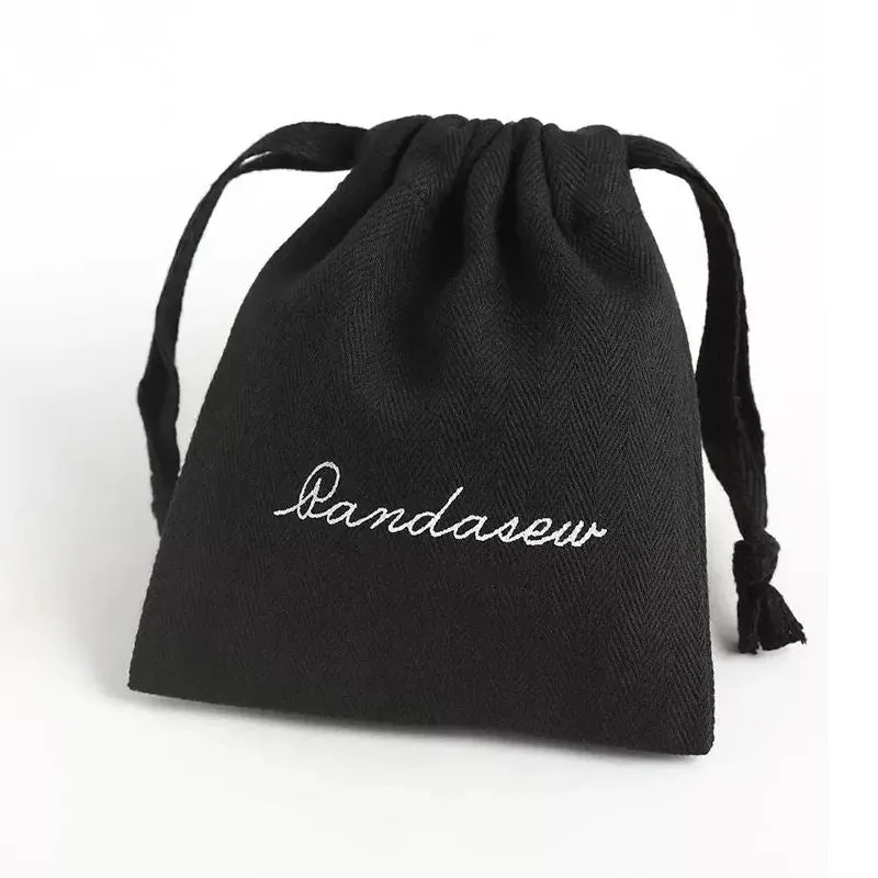 Lionwrapack white Cotton printed colorful logo small storage packaging drawstring pouch little jewelry bags