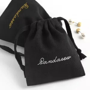 Lionwrapack white Cotton printed colorful logo small storage packaging drawstring pouch little jewelry bags