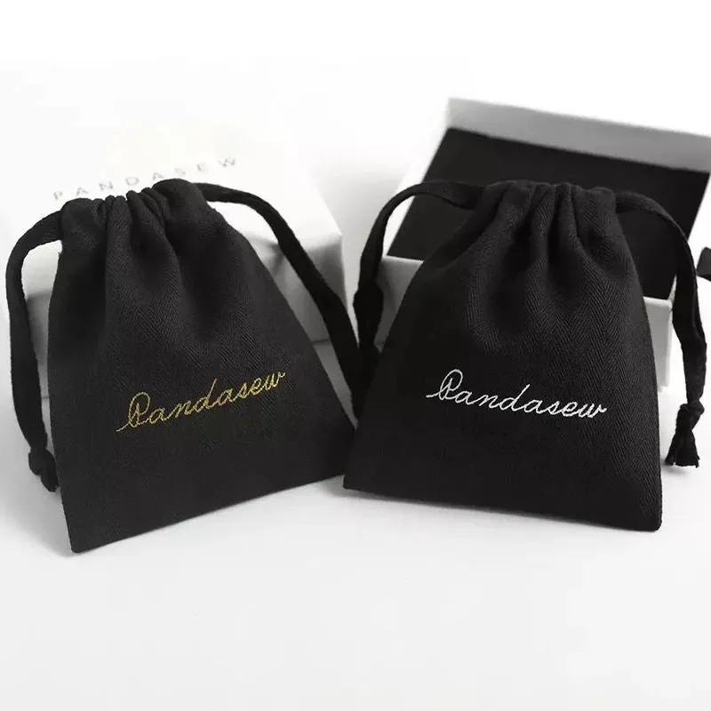 Lionwrapack white Cotton printed colorful logo small storage packaging drawstring pouch little jewelry bags