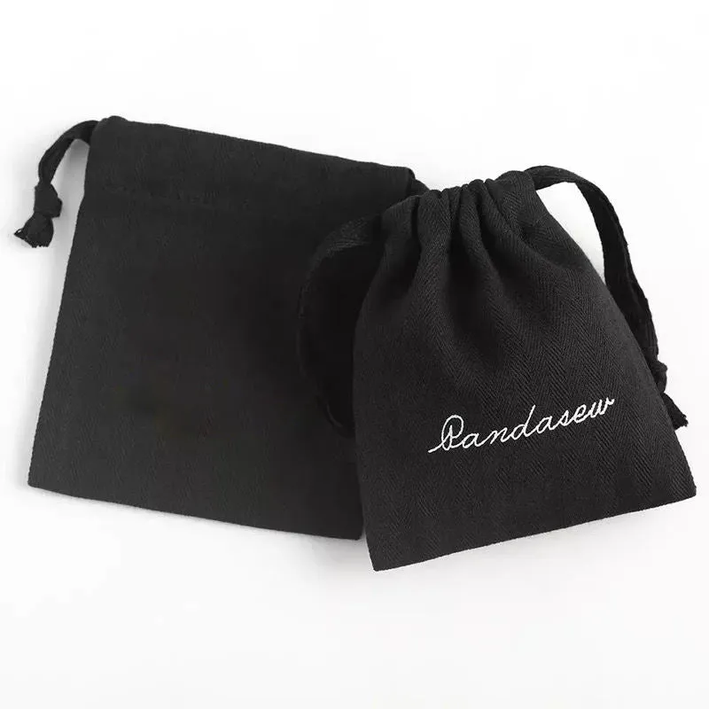 Lionwrapack white Cotton printed colorful logo small storage packaging drawstring pouch little jewelry bags