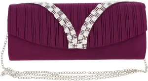 Li'Shay Pleated Satin Evening Bag with Rhinestone Design