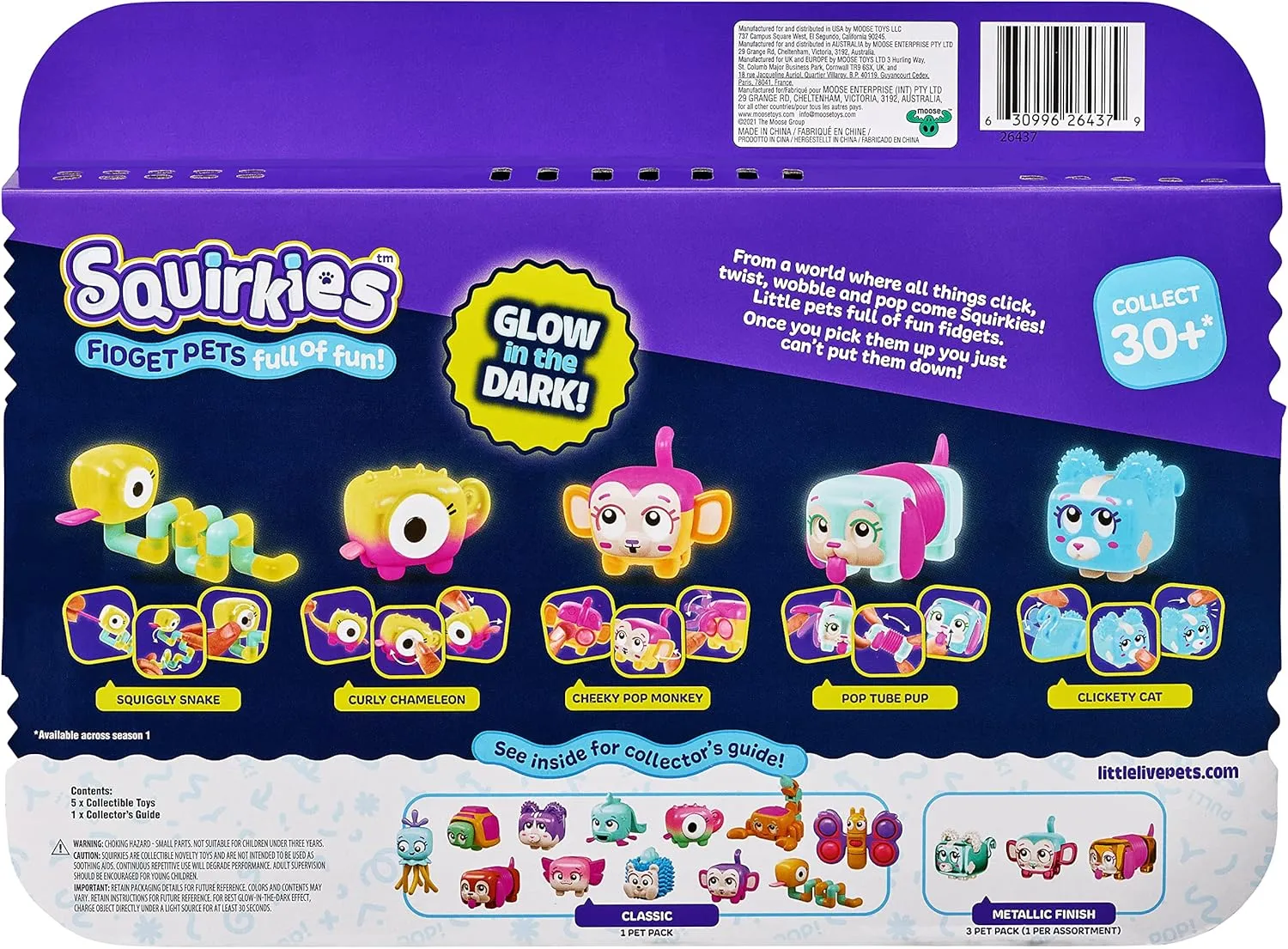 Little Live Pets - Squirkies: 5 Pack | Interactive Fidget Toys, Fidget Feature, Click, Flick, Tangle, Pop, 30  to Collect, Multiple Fidget Points, for Kids Ages 5 .
