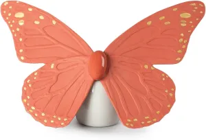LLADRÓ Butterfly Figurine. Golden Luster & Coral. Porcelain Butterfly Figure.