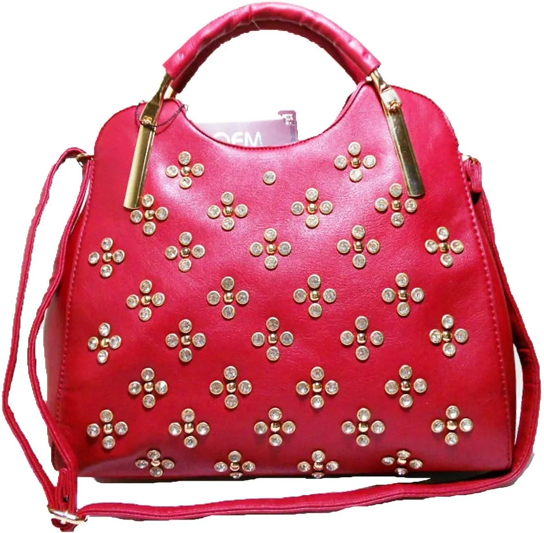 LOEM Designer Blink Burgundy Red Lock Rhonestone OFF White Shoulder Bag F17e48 (red)