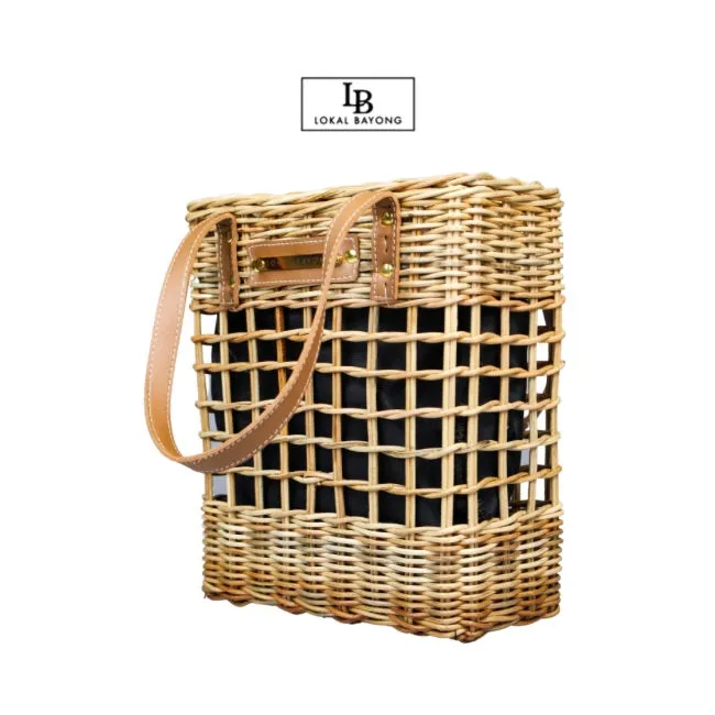 Lokal Bayong Casey Vegan Leather/Hand-Woven Sling Bag