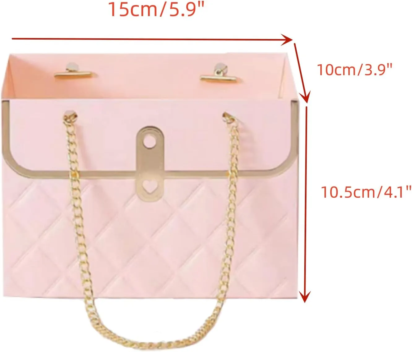 LONG XIN SERIES 12pcs Pink Gift Boxes Gold Chain Handled Gift Boxes Romantic Wedding Favor Florist Present Craft Paper Boxes Rectangular Gift Bags for Gift Package (Pink)