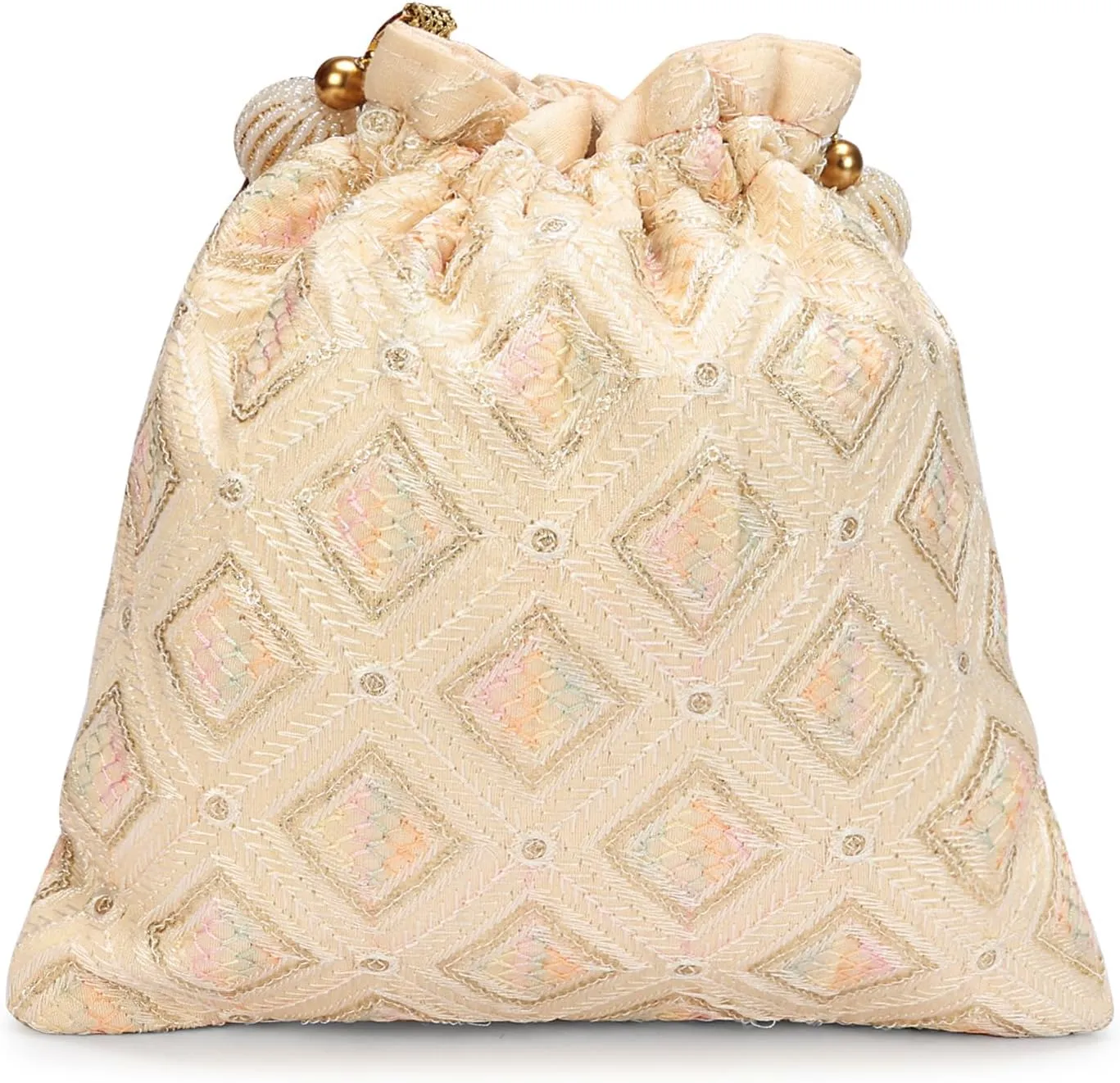LONGING TO BUY Indian Embroidered Pearl Potli Bag For Women, Sequence Design with Tassel, Wedding Potli Bags