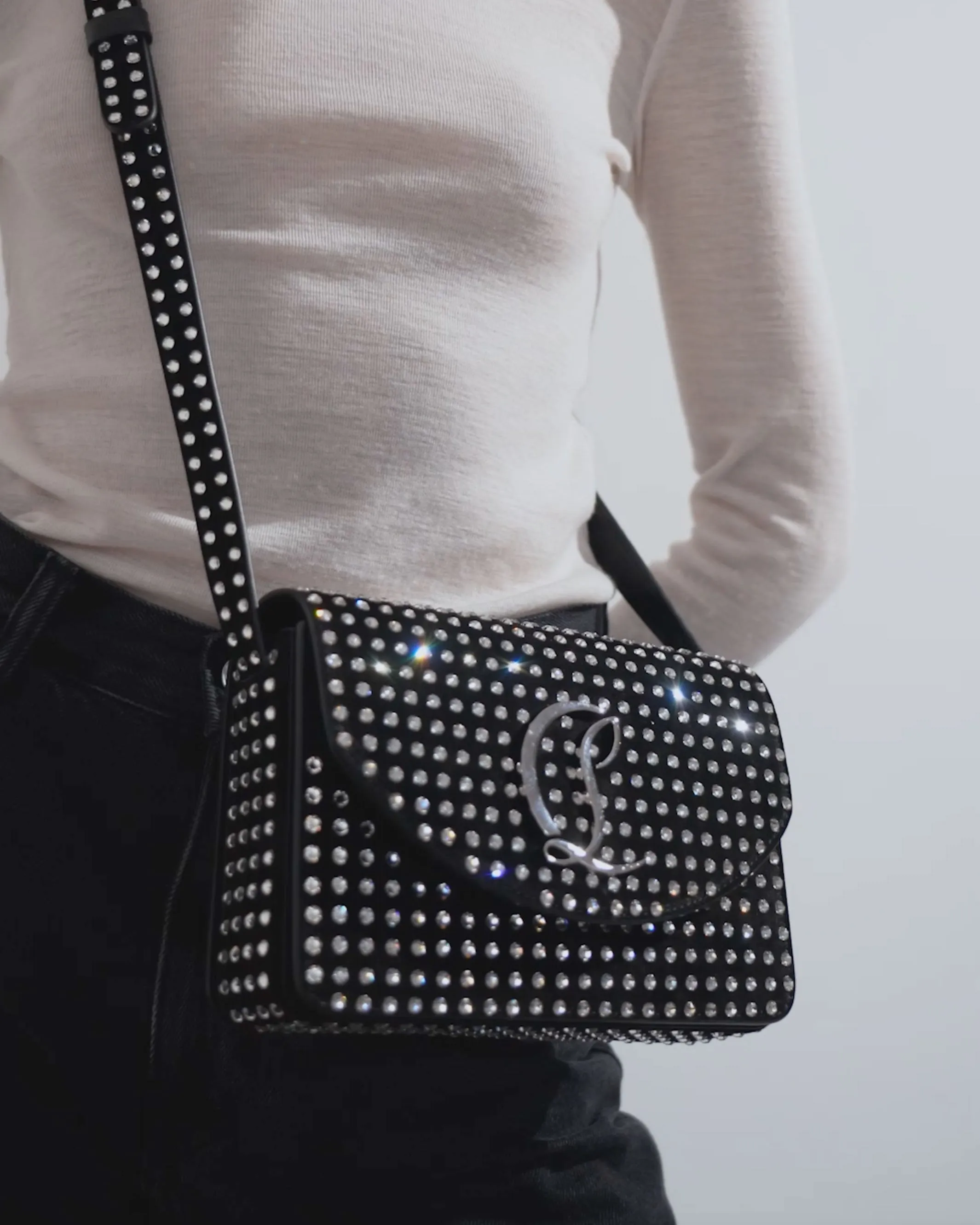 Loubi54 small black strass crossbody bag