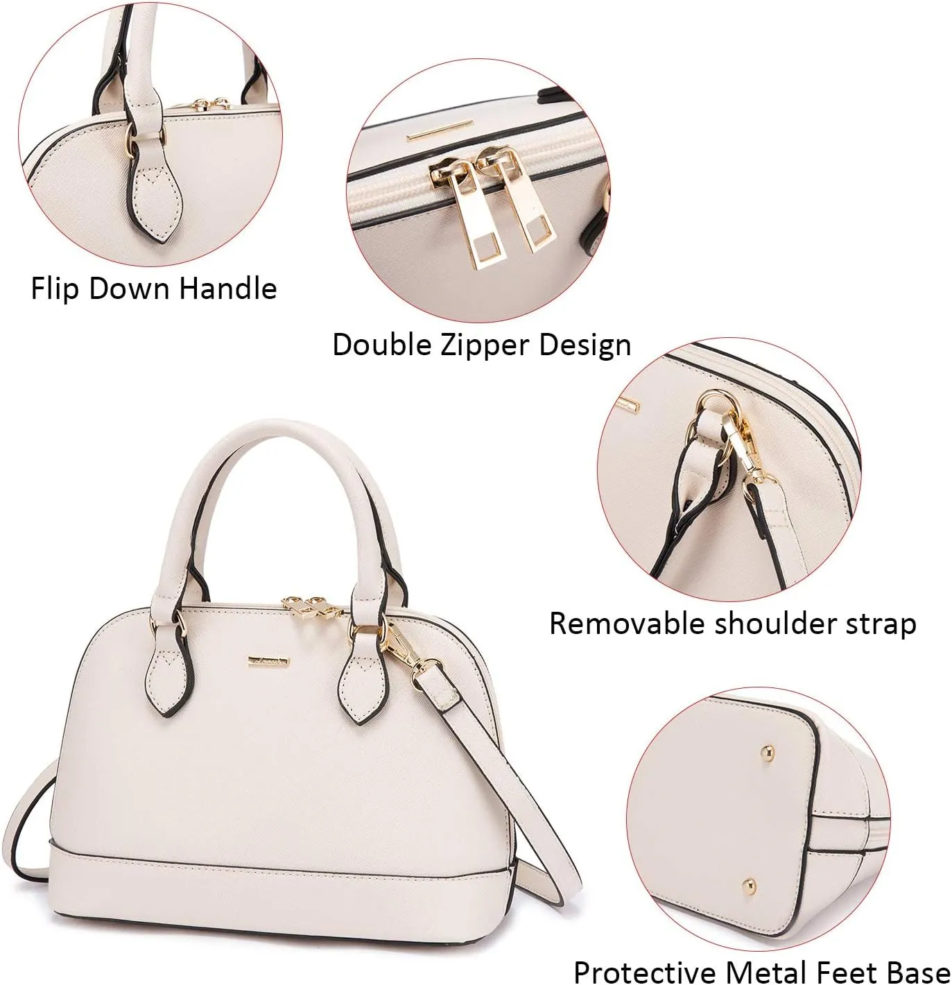 LOVEVOOK Purse for Women Small Crossbody Bags Classic Double Zip Top Handle Dome Satchel Bag