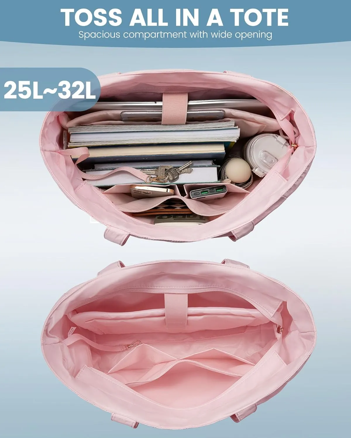 LOVEVOOK Tote Bag for Women Work Travel, Lightweight Teacher Work Tote Bag With Zipper With Laptop Compartment, Nurse Handbag