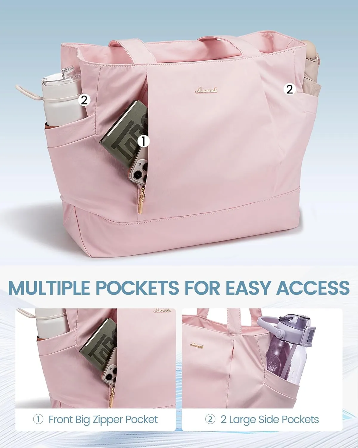 LOVEVOOK Tote Bag for Women Work Travel, Lightweight Teacher Work Tote Bag With Zipper With Laptop Compartment, Nurse Handbag