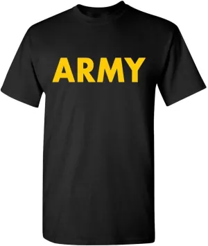Lucky Ride Military Gear Black Army Short Sleeve T-Shirt with Gold Print