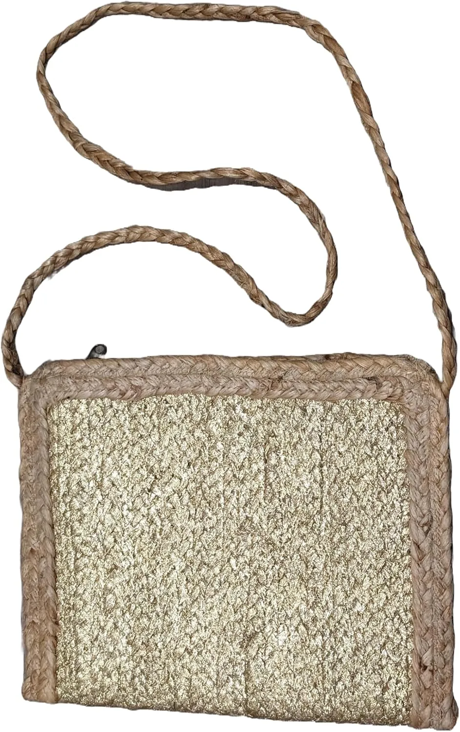 Luna Jute Crossbody Bag Metallic Print Bohemian Hipster Beach Wedding Natural Boho Summer Handcrafted in India Handbag