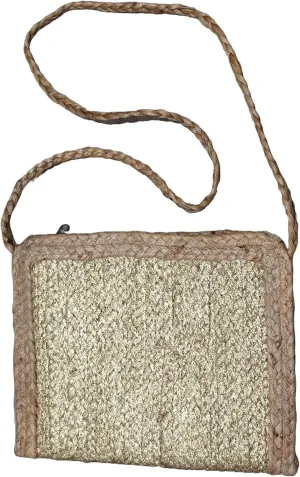 Luna Jute Crossbody Bag Metallic Print Bohemian Hipster Beach Wedding Natural Boho Summer Handcrafted in India Handbag