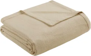 Madison Park BL51N-0675 Liquid Cotton Luxury Blanket Premium Soft Cozy 100% Ring Spun Cotton For Bed , Couch or Sofa, Twin, Linen