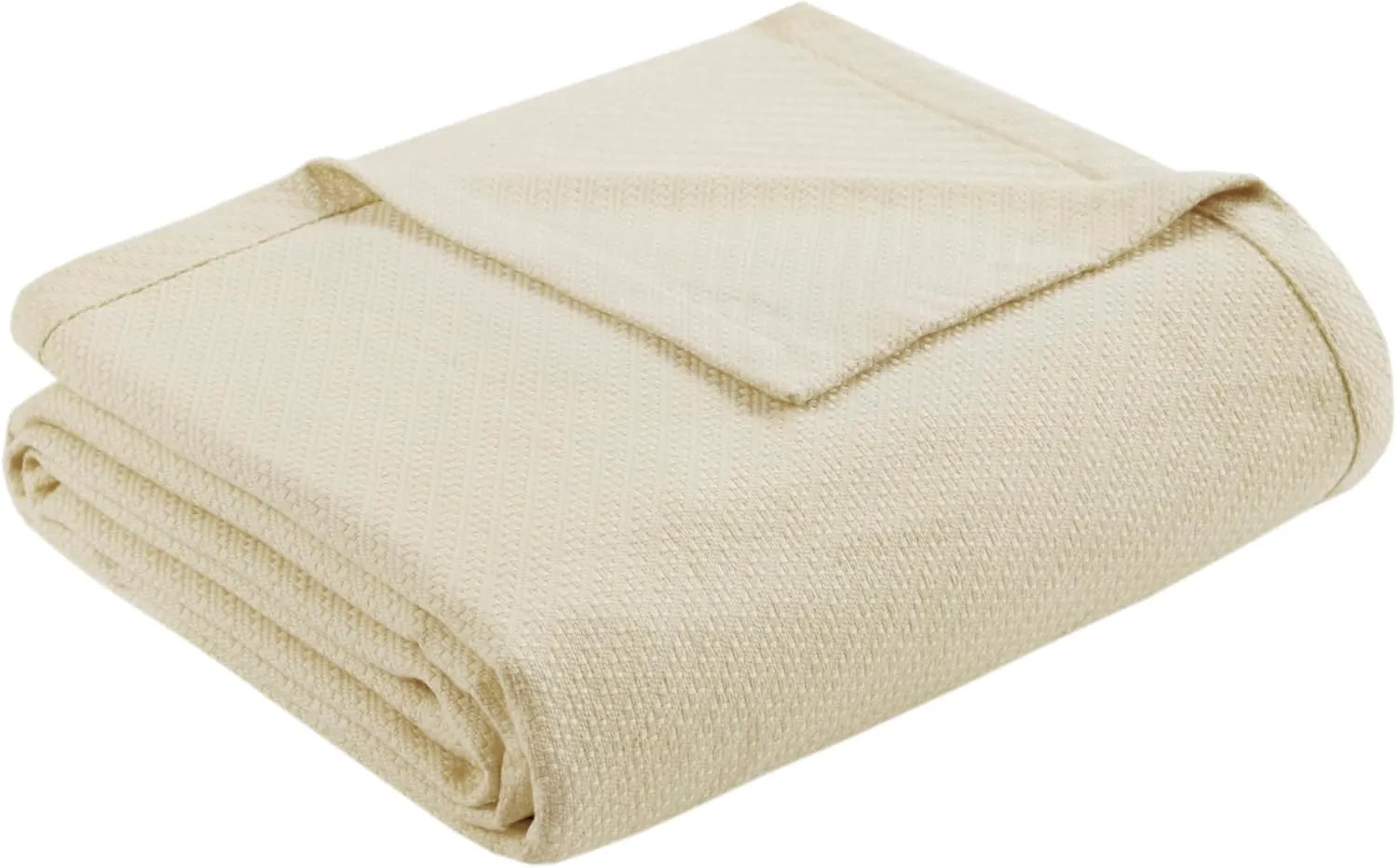 Madison Park Liquid Cotton Luxury Blanket Premium Soft Cozy 100% Ring Spun Cotton For Bed , Couch or Sofa, Twin, Ivory