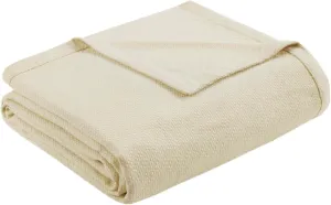 Madison Park Liquid Cotton Luxury Blanket Premium Soft Cozy 100% Ring Spun Cotton For Bed , Couch or Sofa, Twin, Ivory