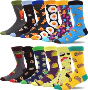MAKABO Men's Fun Dress Socks Colorful Novelty Patterned Cotton Crew Socks