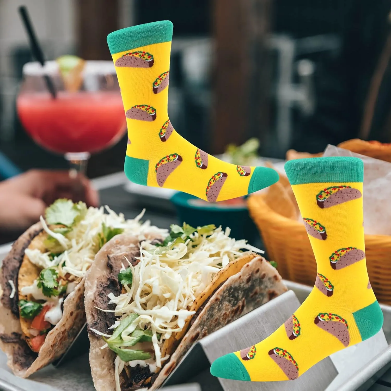MAKABO Men's Fun Dress Socks Colorful Novelty Patterned Cotton Crew Socks