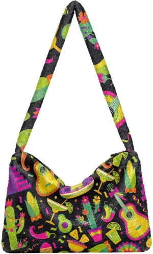 Mardi Gras With Stripes Of Gold Womans Shoulder Bag, Tote Book Bag for Women, Womens Outdoor Bag
