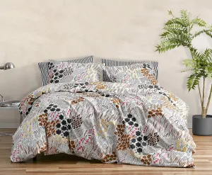 MARIMEKKO - Queen Comforter Set, Cotton Percale Bedding with Matching Shams, Stylish Modern Home Decor (Pieni Letto Multi, Queen)