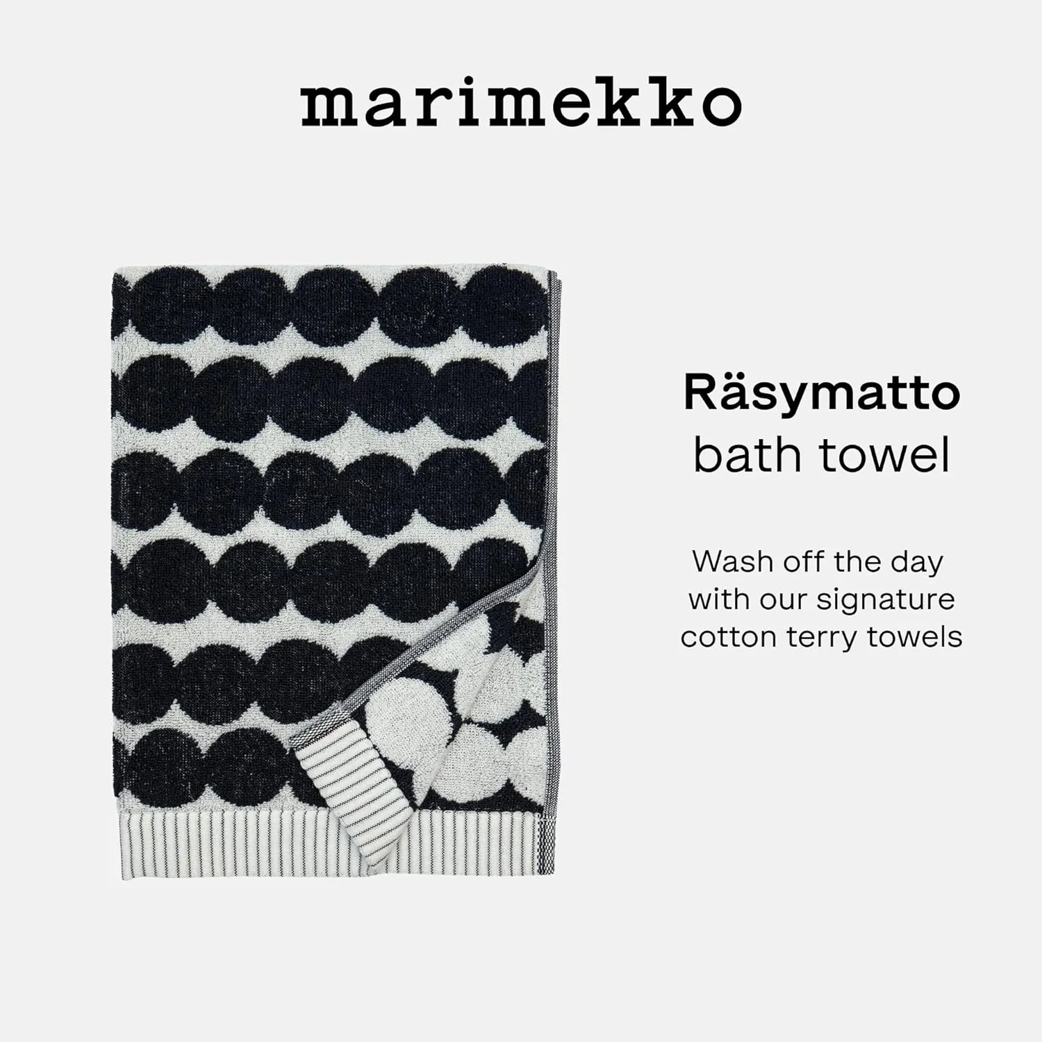 MARIMEKKO Räsymatto Terry Cotton Bath Towel – Polka Dot Patterned Bath Towels – 59 in x 28 in