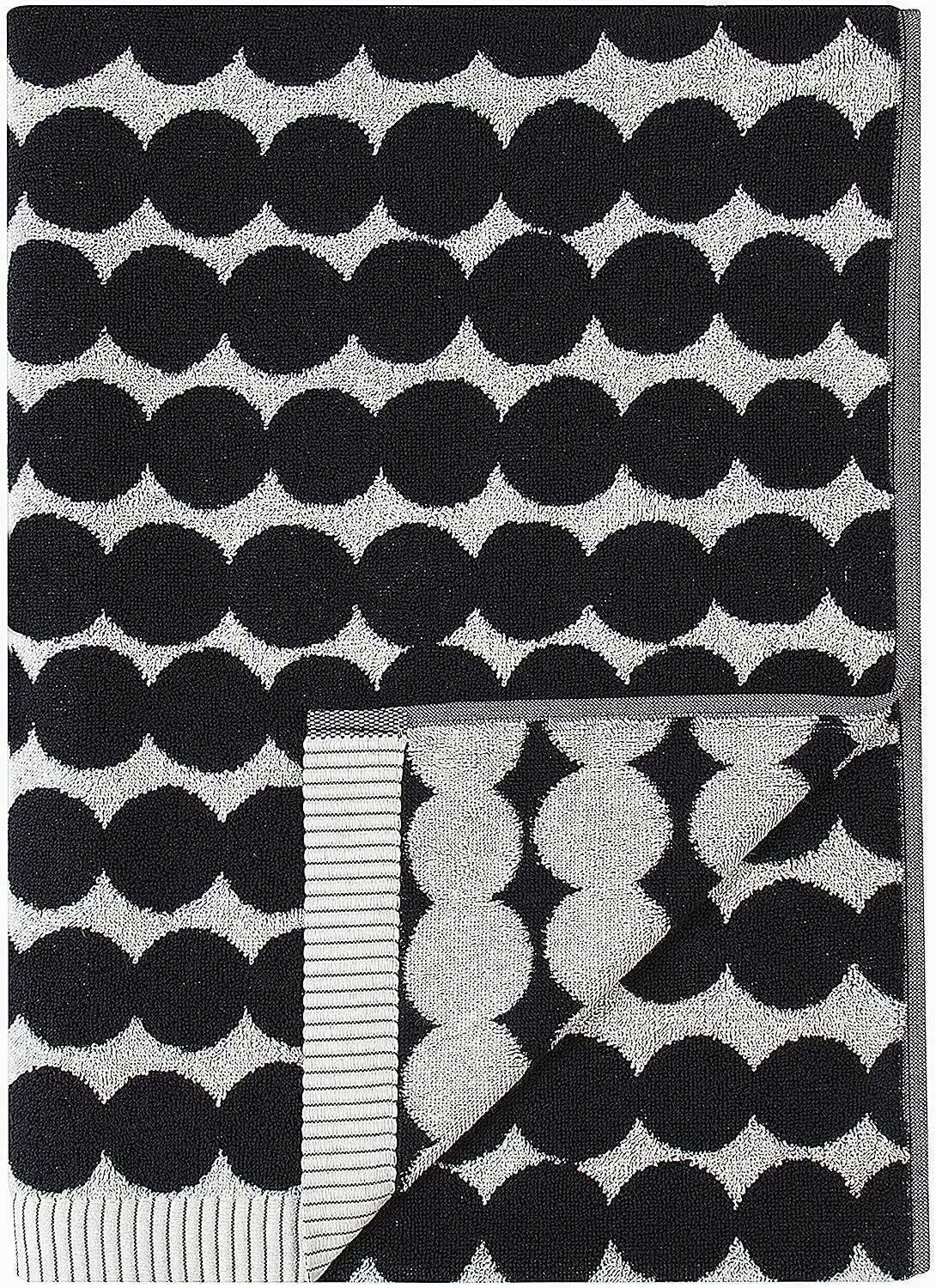 MARIMEKKO Räsymatto Terry Cotton Bath Towel – Polka Dot Patterned Bath Towels – 59 in x 28 in