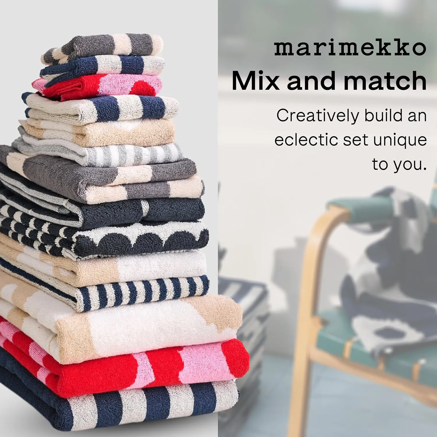 MARIMEKKO Räsymatto Terry Cotton Bath Towel – Polka Dot Patterned Bath Towels – 59 in x 28 in