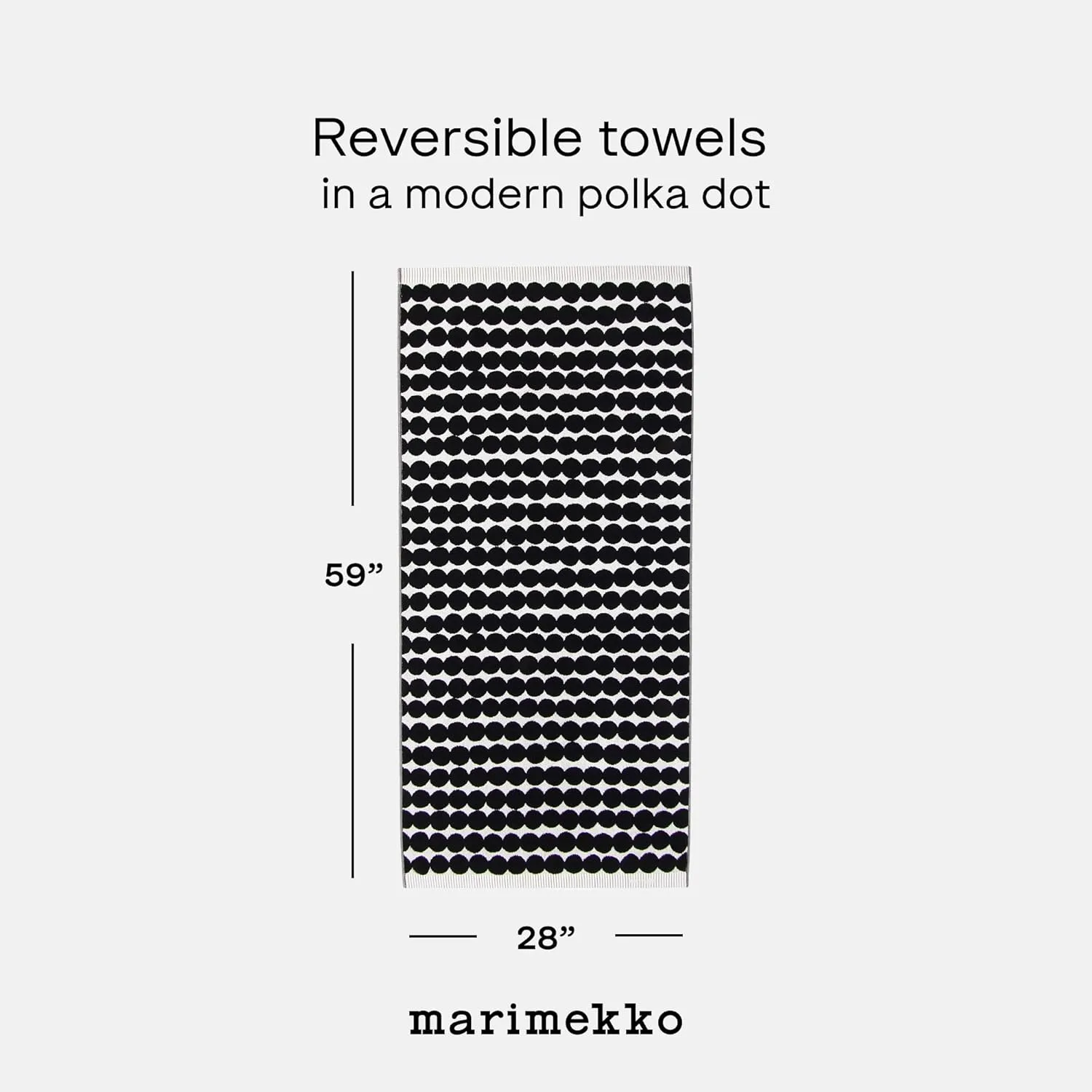 MARIMEKKO Räsymatto Terry Cotton Bath Towel – Polka Dot Patterned Bath Towels – 59 in x 28 in