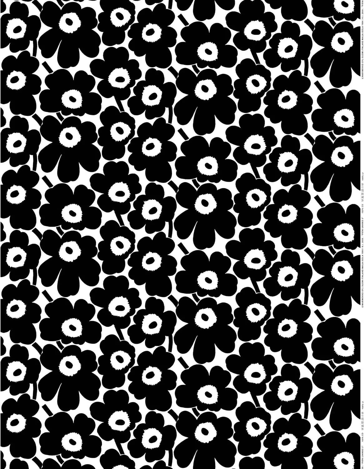 MARIMEKKO Unikko Cotton Linen Kitchen Towel Set of 2 — Refine Your Kitchen Décor with Our Floral Patterned Towels — Stylish and Functional Black and White Kitchen Towels (28 in x 19 in Each)