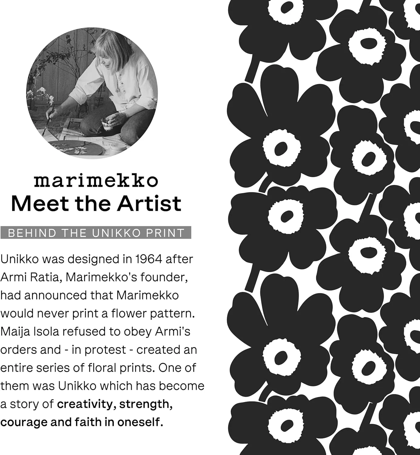 MARIMEKKO Unikko Terry Cotton Bath Towel (Charcoal) – Floral Patterned Bath Towels – 59 in x 28 in