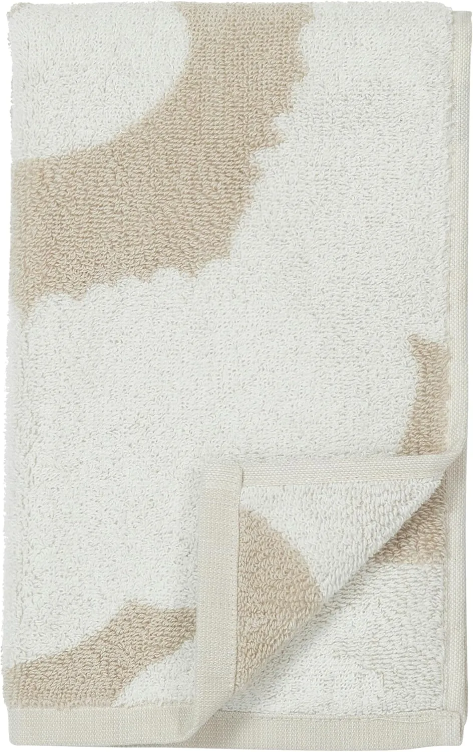 MARIMEKKO Unikko Terry Cotton Guest Towel (Beige) – Floral Patterned Guest Towels – 20 in x 12 in