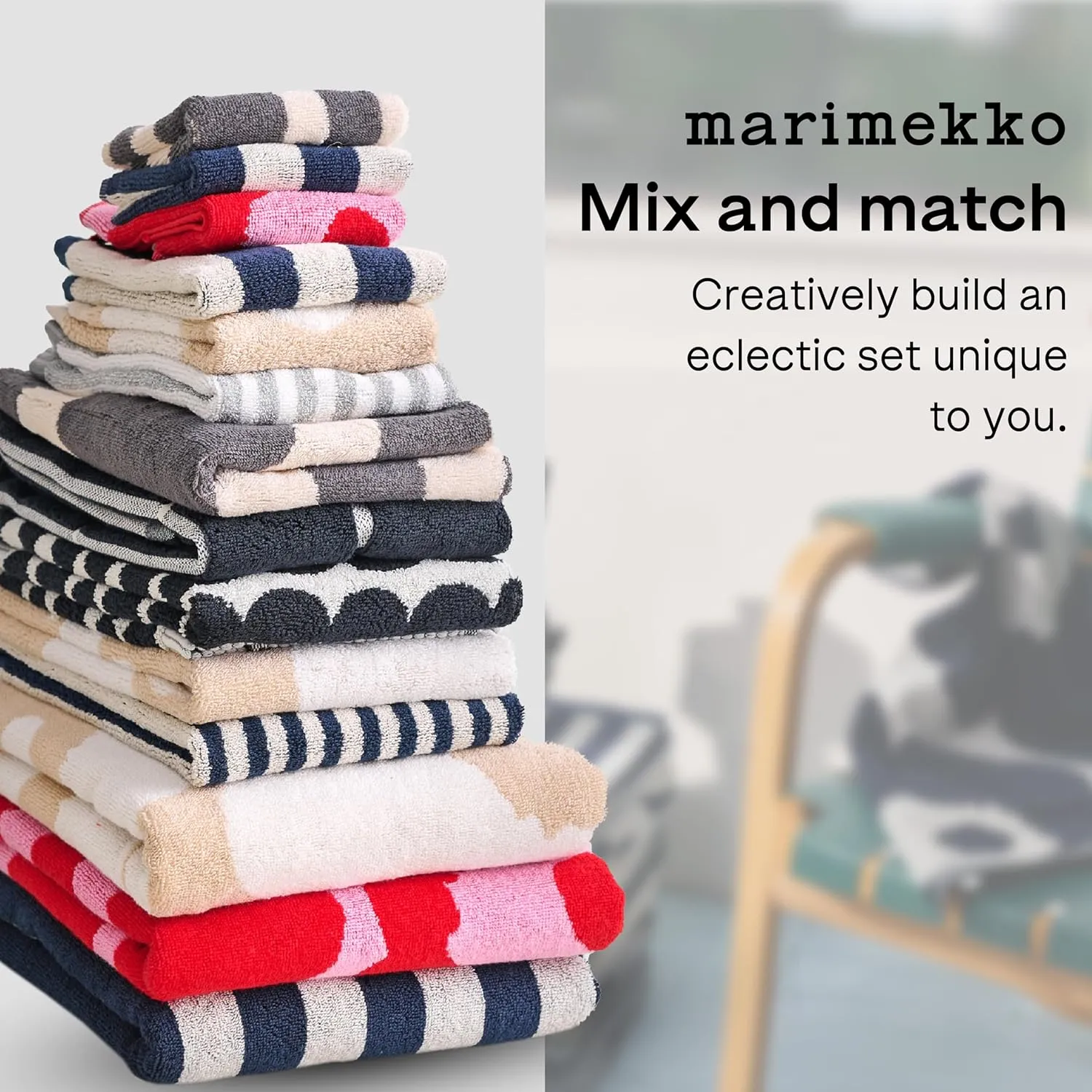 MARIMEKKO Unikko Terry Cotton Guest Towel (Beige) – Floral Patterned Guest Towels – 20 in x 12 in